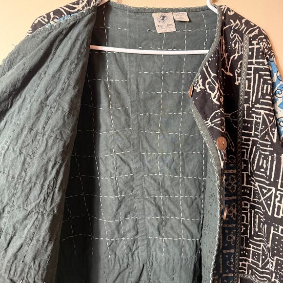 Kar-ma Quilted Patchwork Batik Jacket SZ XL India Boho - Picture 3 of 10